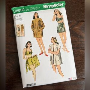 1940s Vintage Sewing Pattern Simplicity S8932